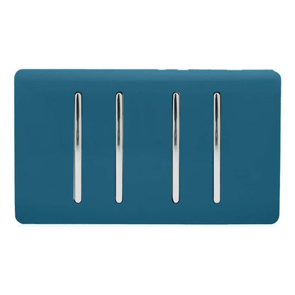 Trendi Switch 4 Gang Light Switch (1x 1 or 2 Way & 3 x Intermediate)in Midnight Blue