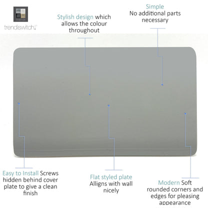Trendi Switch Double Blanking Plate in Platinum Silver