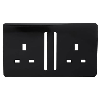 Trendi SPARE FACEPLATE For 2 Gang  13 Amp Switched Plug Socket Black