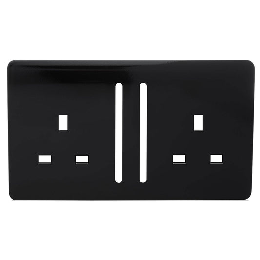 Trendi SPARE FACEPLATE For 2 Gang  13 Amp Switched Plug Socket Black