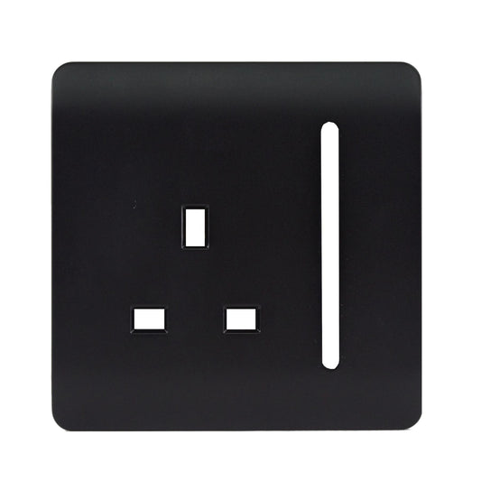 Trendi Switch 1 Gang 13 Amp Switched Spare Faceplate For Modern Designer Plug Socket Matt Black