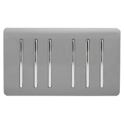 Trendi Switch 6 Gang 1 or 2 Way Light Switch in Light Grey