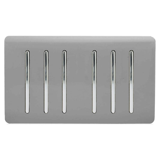 Trendi Switch 6 Gang 1 or 2 Way Light Switchin Light Grey