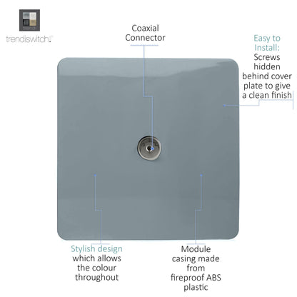 Trendi Switch 1 Gang Female Co-Axial Television Socket in Cool Grey