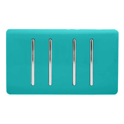 Trendi Switch 4 Gang 1 or 2 Way Light Switch in Bright Teal