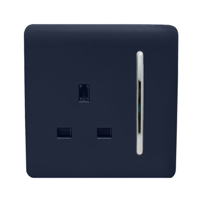 Trendi Switch 1 Gang 13 Amp Switched Plug Socket in Navy Blue