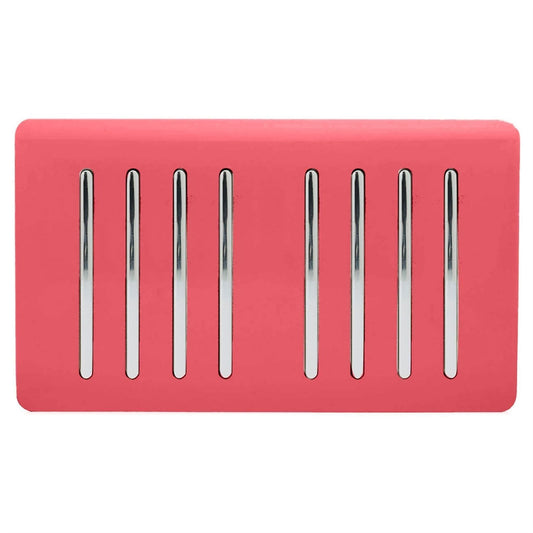 Trendi Switch 8 Gang Spare Faceplate for Modern Designer Light Switch in Strawberry Red
