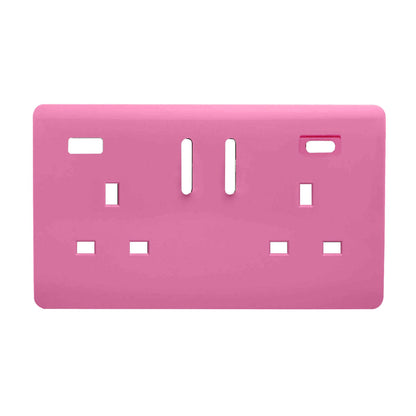 Trendi Switch 2 Gang Type A&C USB Spare Faceplate For Modern Designer Plug Socket in Candy Pink