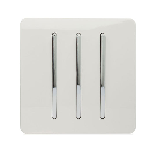 Trendi Switch 3 Gang 1 or 2 way Rocker Light Switchin Ice White