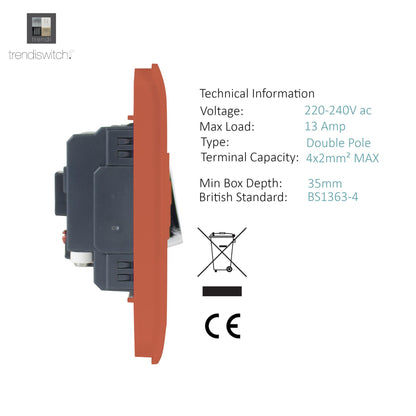 Trendi Switch 13 Amp Fused Spur with Flex Outlet in Copper