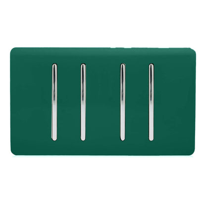 Trendi Switch 4 Gang Light Switch (1x 1 or 2 Way & 3 x Intermediate)in Dark Forest Green