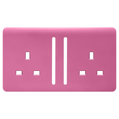 Trendi Switch 2 Gang Long Switched Spare Faceplate For Modern Designer Plug Socket in Candy Pink