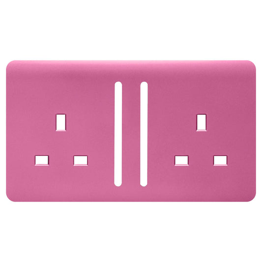 Trendi Switch 2 Gang Long Switched Spare Faceplate For Modern Designer Plug Socket in Candy Pink