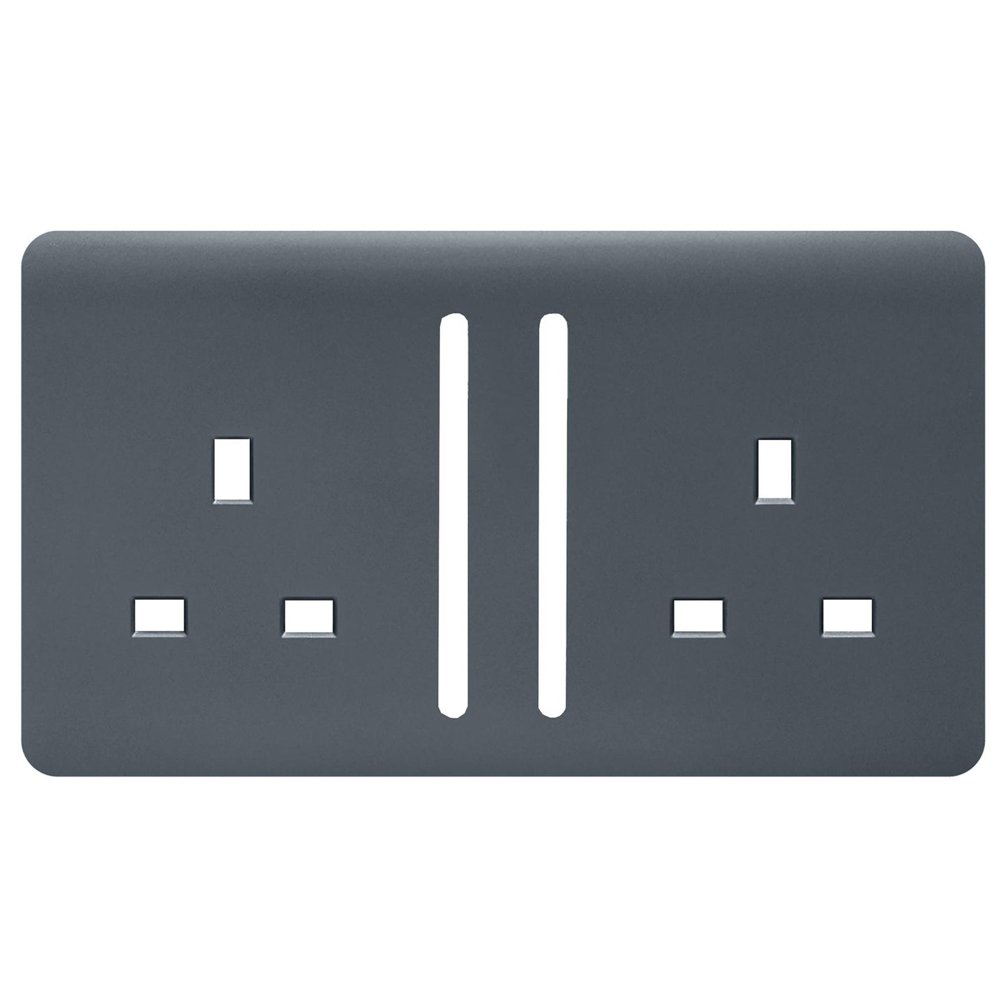 Trendi Switch 2 Gang Long Switched Spare Faceplate For Modern Designer Plug Socket in Warm Grey