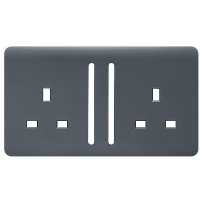Trendi Switch 2 Gang Long Switched Spare Faceplate For Modern Designer Plug Socket in Warm Grey