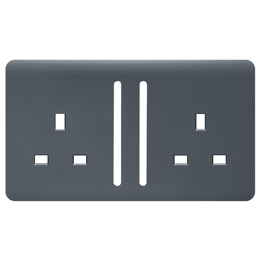 Trendi Switch 2 Gang Long Switched Spare Faceplate For Modern Designer Plug Socket in Warm Grey