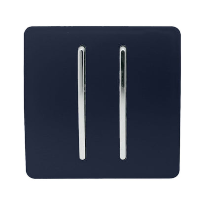 Trendi Switch 2 Gang Retractive Doorbell Switch in Navy Blue
