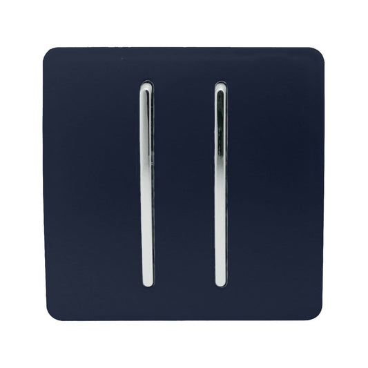 Trendi Switch 2 Gang Retractive Doorbell Switchin Navy Blue