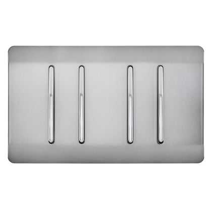 Trendi Switch 4 Gang Light Switch (1x 1 or 2 Way & 3 x Intermediate)in Brushed Steel