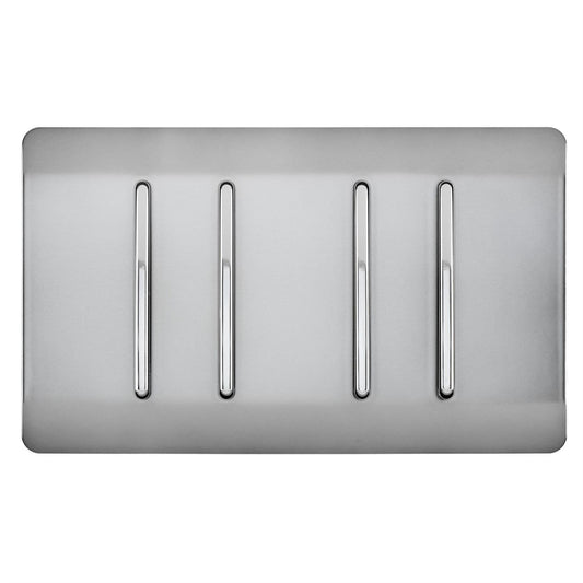 Trendi Switch 4 Gang Light Switch (1x 1 or 2 Way & 3 x Intermediate)in Brushed Steel