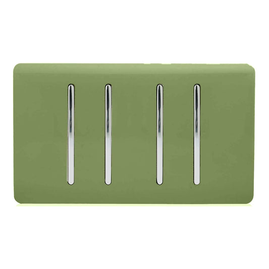 Trendi Switch 4 Gang Light Switch (3x 1 or 2 Way & 1 x Intermediate)in Moss Green
