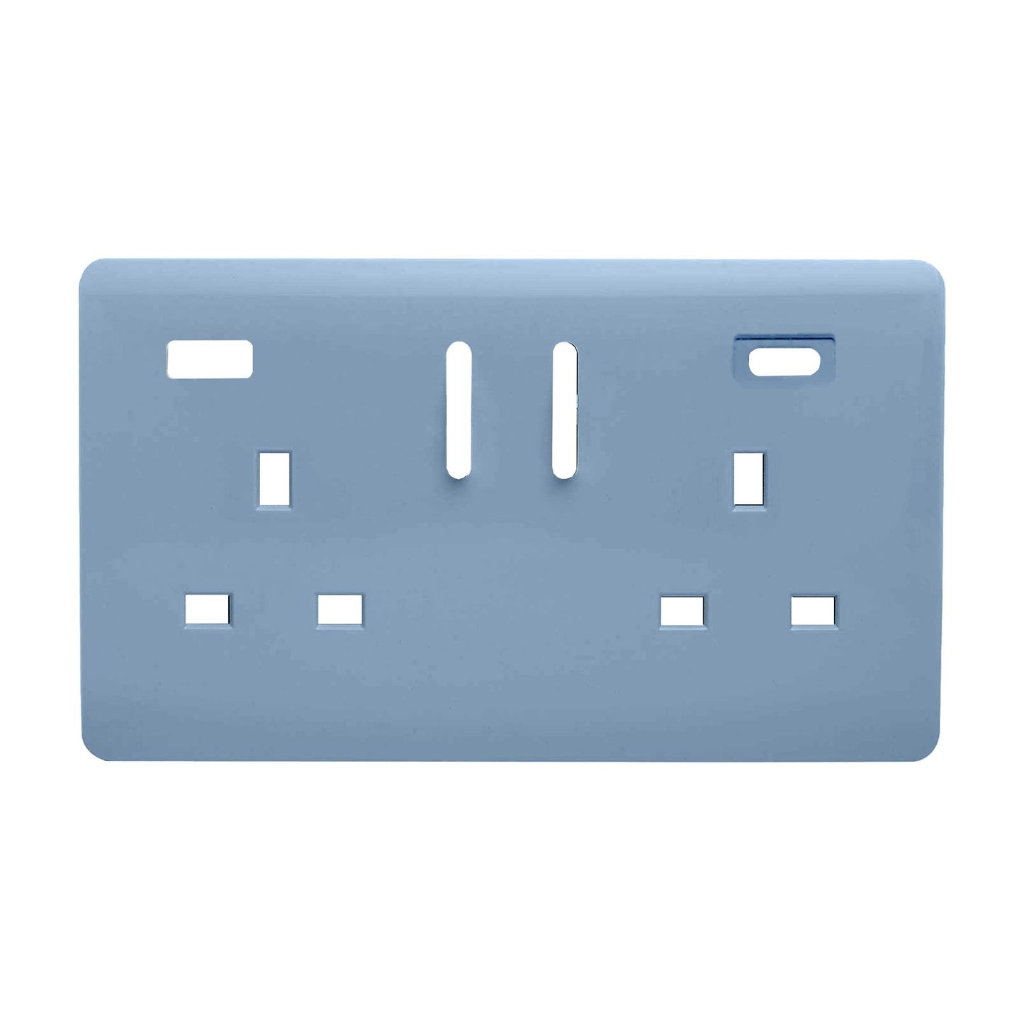 Trendi Switch 2 Gang Type A&C USB Spare Faceplate For Modern Designer Plug Socket in Sky Blue