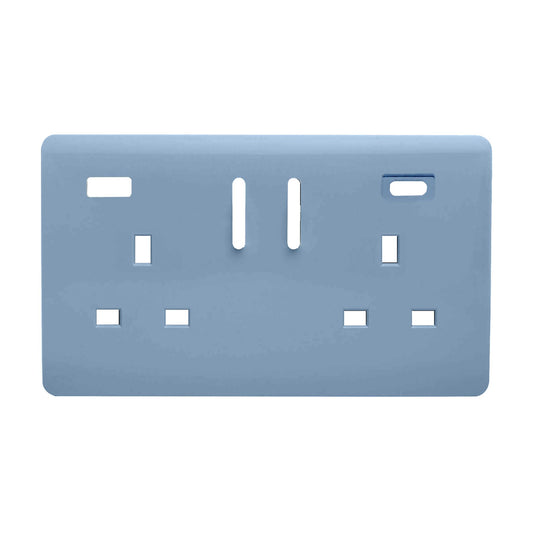 Trendi Switch 2 Gang Type A&C USB Spare Faceplate For Modern Designer Plug Socket in Sky Blue