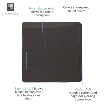 Trendi Switch Single Blanking Plate in Dark Mocha Brown