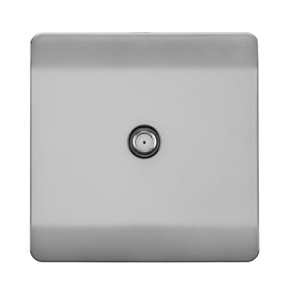 Trendi Switch 1 Gang Male F-Type Satellite Television Socket in Brushed Steel