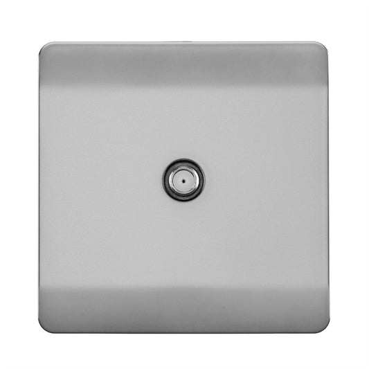 Trendi Switch 1 Gang Male F-Type Satellite Television Socketin Brushed Steel