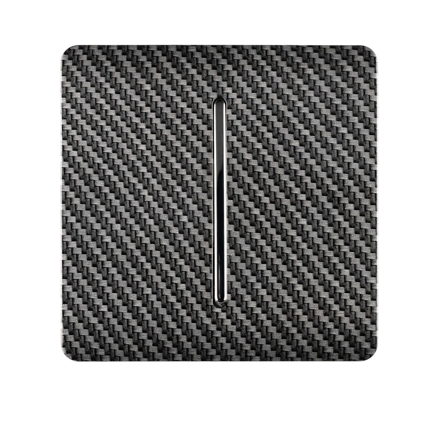 Trendi Switch 1 Gang 1 or 2 way Rocker Light Switchin Carbon Fibre