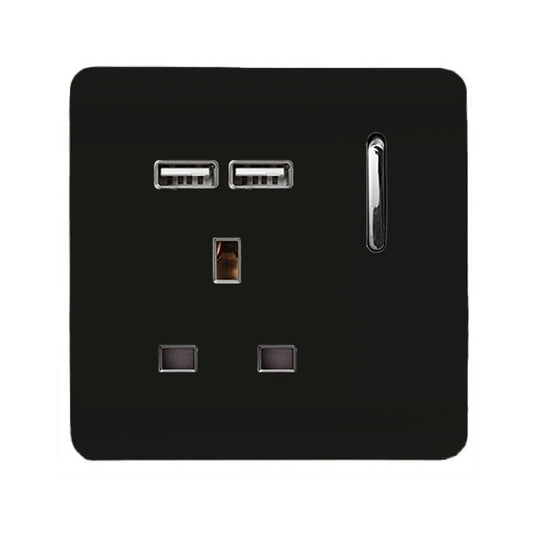 Trendi Switch 1 Gang USB 2100mA Plug Socketin Piano Black