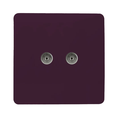 Trendi Switch 2 Gang Female Co-Axial Television Socket in Plum Purple