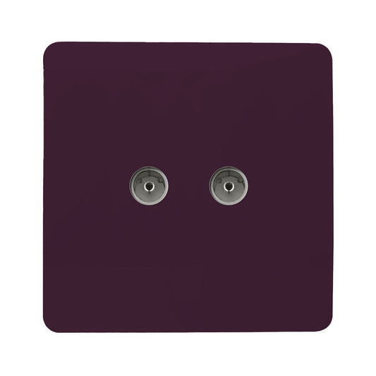 Trendi Switch 2 Gang Female Co-Axial Television Socketin Plum Purple
