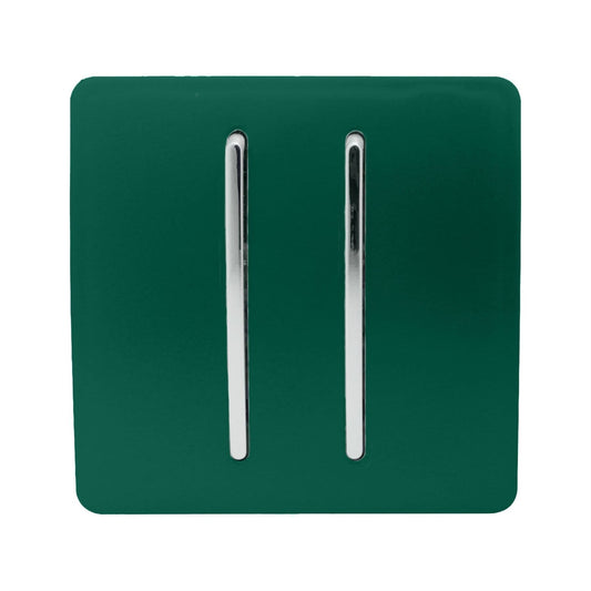 Trendi Switch 2 Gang Retractive Doorbell Switchin Dark Forest Green