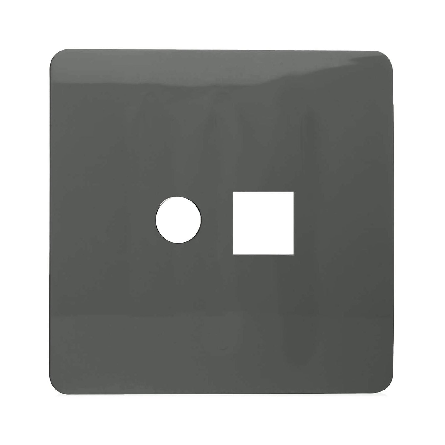 Trendi Switch 2 Gang Spare Faceplate For Modern Designer PC Ethernet Sockets in Charcoal Grey