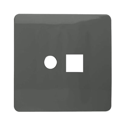 Trendi Switch 2 Gang Spare Faceplate For Modern Designer PC Ethernet Sockets in Charcoal Grey