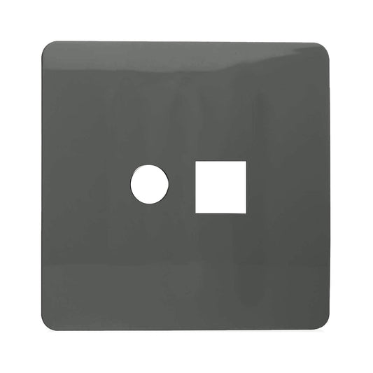 Trendi Switch 2 Gang Spare Faceplate For Modern Designer PC Ethernet Sockets in Charcoal Grey