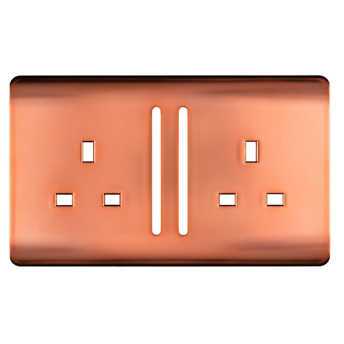 Trendi Switch 2 Gang Long Switched Spare Faceplate For Modern Designer Plug Socket in Copper