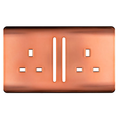 Trendi Switch 2 Gang Long Switched Spare Faceplate For Modern Designer Plug Socket in Copper