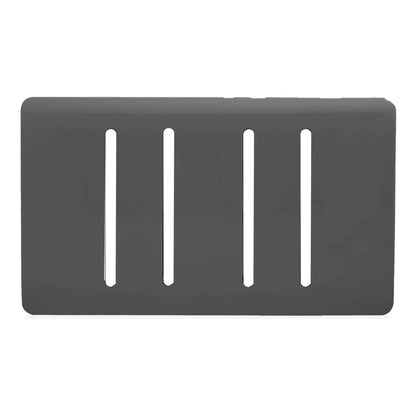 Trendi Switch 4 Gang Spare Twin Faceplate for Modern Designer Light Switch in Charcoal Grey