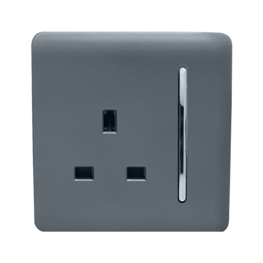 Trendi Switch 1 Gang 13 Amp Switched Plug Socketin Warm Grey