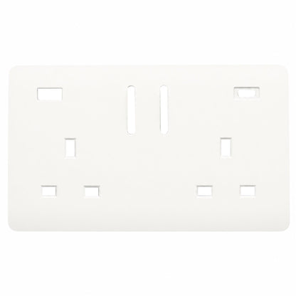 Trendi Switch 2 Gang Type A&C USB Spare Faceplate For Modern Designer Plug Socket in Matt White