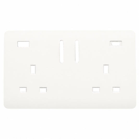 Trendi Switch 2 Gang Type A&C USB Spare Faceplate For Modern Designer Plug Socket in Matt White