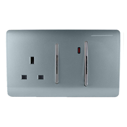 Trendi Switch 45 Amp Cooker Switch & 13 Amp Plug Socket with Neonin Cool Grey