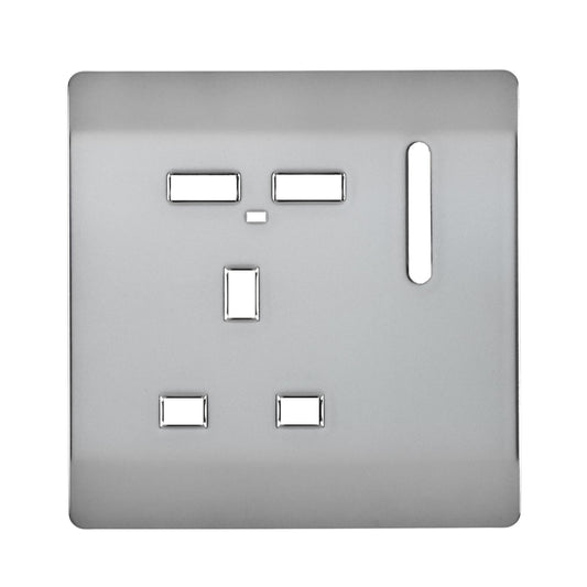 Trendi Switch 1 Gang USB Spare Faceplate For Modern Designer Plug Socket in Brushed Steel
