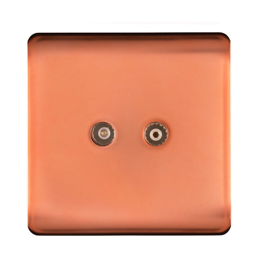 Trendi Switch 2 Gang Female Co-Axial Television Socketin Copper