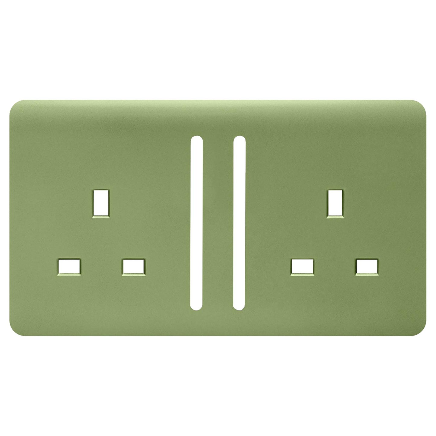 Trendi Switch 2 Gang Long Switched Spare Faceplate For Modern Designer Plug Socket in Moss Green