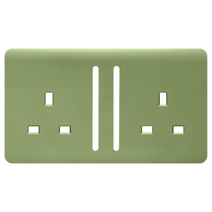 Trendi Switch 2 Gang Long Switched Spare Faceplate For Modern Designer Plug Socket in Moss Green