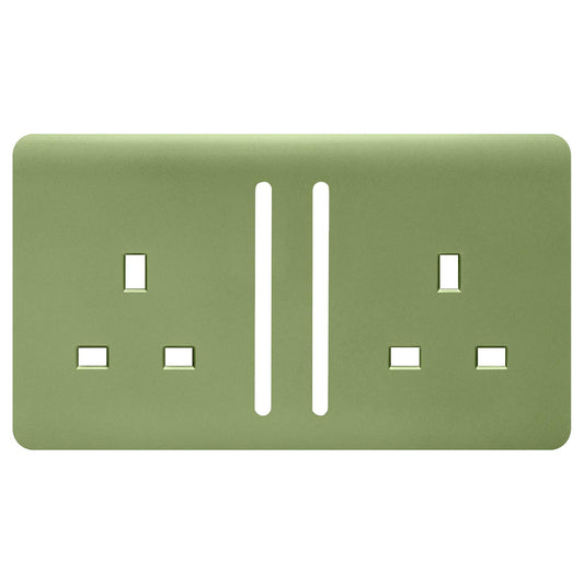 Trendi Switch 2 Gang Long Switched Spare Faceplate For Modern Designer Plug Socket in Moss Green